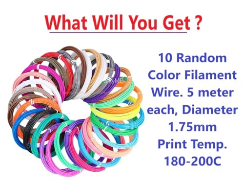Image of 10 Colors - 3D Pen Filament - 5meter Each - 3D Pen Refill - 3D Printing Filament PLA Material for 3D Drawing and Printing - 3D Pen Wire