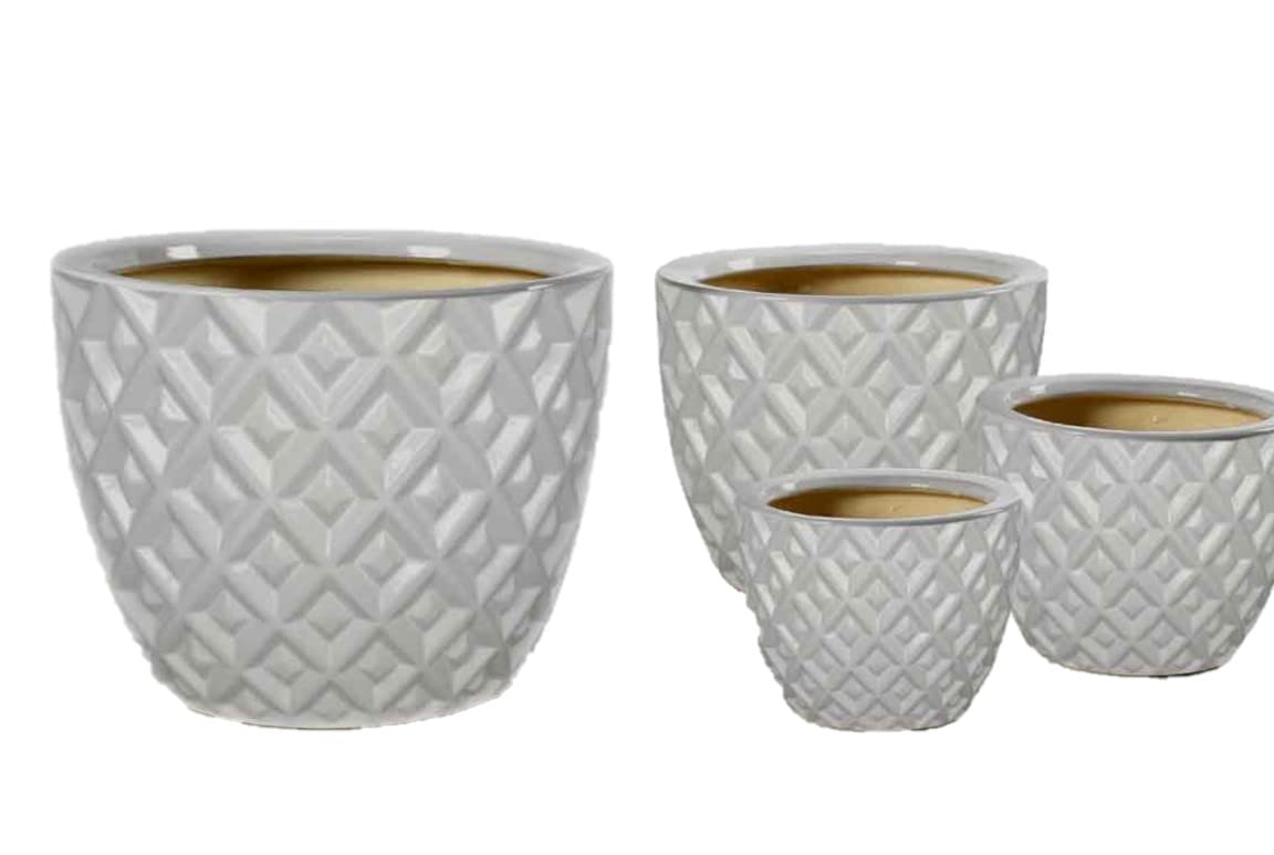 Cachepot céramique gris Rombi Grigio Di Canio lot pots de fleurs