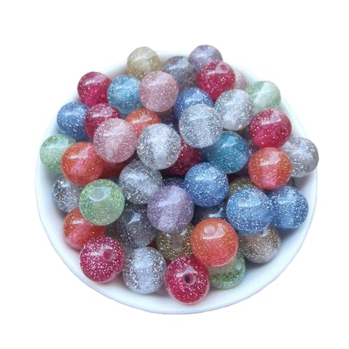 Xeahung 120PCS Acrylic Crystal Glitter Beads Round Colorful Beads Charms for Jewelry Making Bracelets Earring Necklace Beading DIY Art Craft Projects Christmas Ornament Birthday Gifts (10mm)