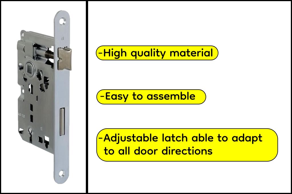 bricoleva.it Interior Door Lock, Lock for Door Door Locks with or without Key (Patent Lock, Satin Chrome) - Image 4
