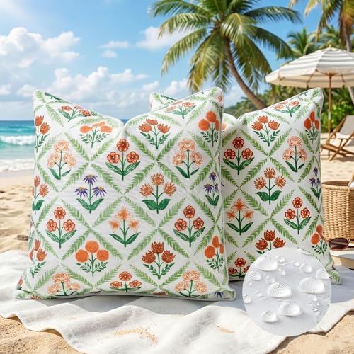 CARRIE HOME Floral Outdoor Pillow Covers (2 Pack)