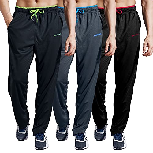 Zengvee Sweatpant Men's Pockets 3 Pack Open Bottom Light Weight Jersey Athletic With Zipper Pockets For Workout, Gym, Running, Training #TOP26