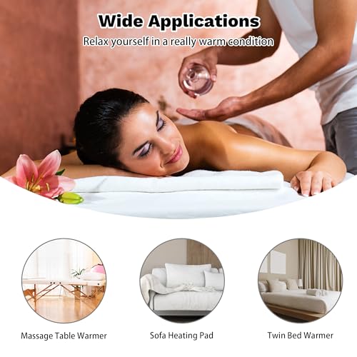Image of Massage Table Warmer Heating Pad Professional SPA Massage Bed Warmer Pads | 12 Timer & 9 Heat Settings & Overheat Protection, Thickened & Soft Fleece for Massage Bed & Spa, 30 inch x 71 inch