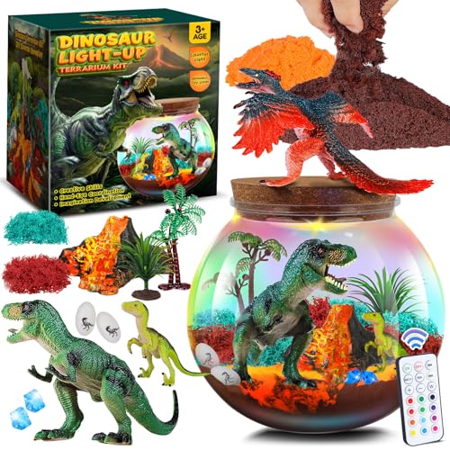 Juguetes de Dinosaurios para Niños - Kit de Terrario & Juguetes de Regalo de Cumpleaños para Niños de 4 5 6 7 8-12 Años - Kit de Volcán de Dino para Niñas & Kits de Manualidades Científicas