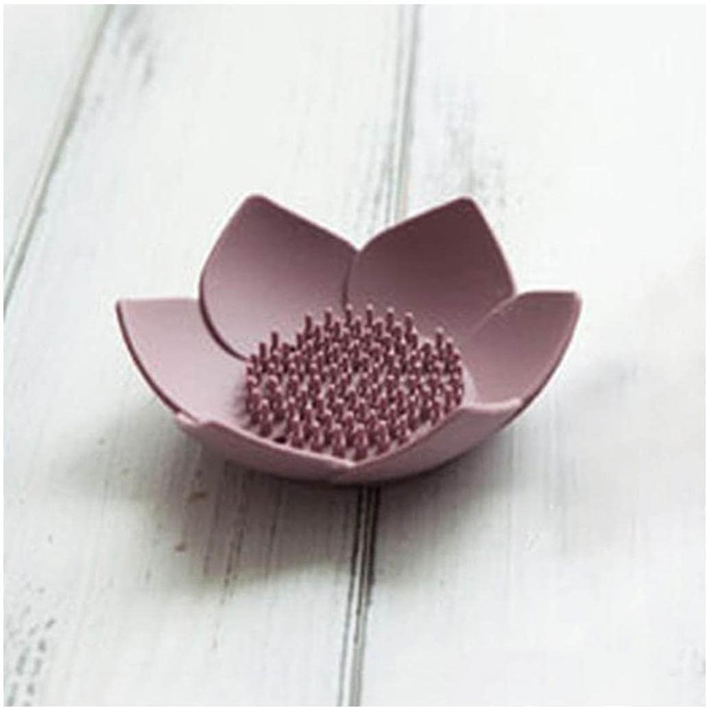 soap dish, Lotus Shape Soap Box with Drain Saver Dry Stop Mushy Tray for Shower Bathroom Kitchen(D)