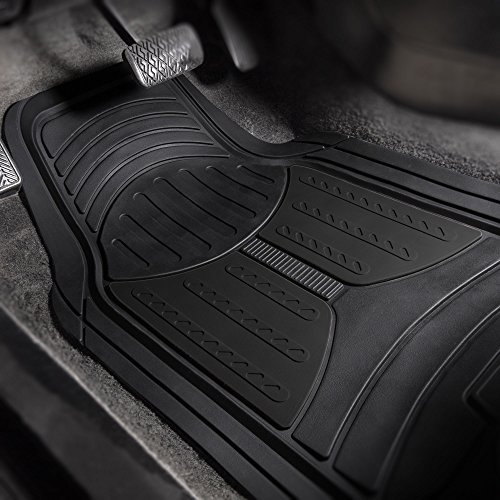 Image of FH Group Monster Eye Full Set Rubber Floor Mats w. Trimmable Vinyl Trunk Liner /Cargo Mat Black- Fit Most Car, Truck, SUV, or Van (Black) F11313- F16403