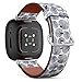 CJBROES Replacement Leather Watch Band, Compatible with Fitbit Versa 3 and Fitbit Sense of Wristband Bracelet Accessory - Pattern Design