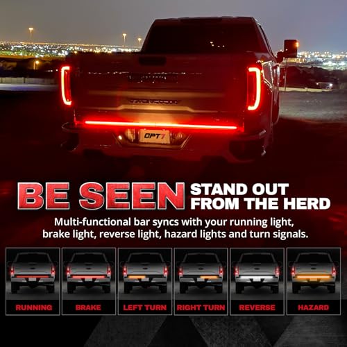 OPT7 Plug'n'Play Bundle for 2019-2024 Chevy Silverado/GMC Sierra 1500 – 60" Redline Double Row Two-Piece LED Tailgate Light Bar w/Amber Turn + Easy Connect Harness