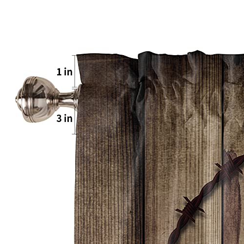 Homechoid Western Texas Star Window Curtain Valance For Living Room/Kitchen/Bathroom/Farmhouse, Retro Rustic Wooden Boards Short Rod Pocket Tier Curtain Window Treatment, 1 Panel 54X18 #TOP4