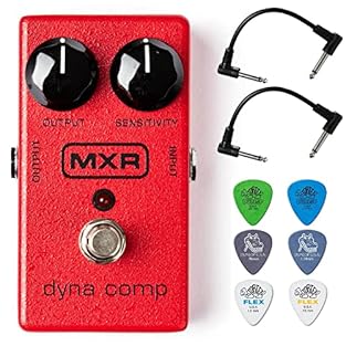 In-line compressor “evens out” the signal to your amplifier Useful for increased sustain with stable dynamics Constant output signal Sensitivity control Bundle includes 2 patch cables and 6 assorted Dunlop picks