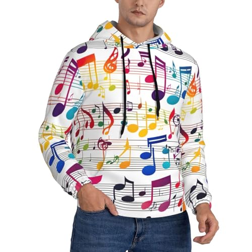 Sweat à capuche notes de musique colorées noir homme XXL toutes saisons