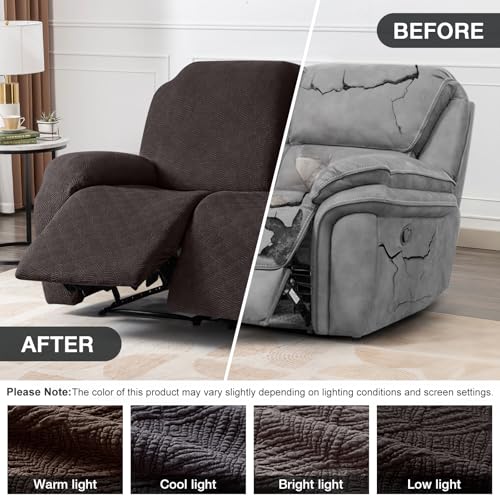 Image of Timeles Recliner Covers Extra Wide Recliner Loveseat Covers Oversized Reclining Couch Covers Sofa Slipcovers Stretch Soft Washable (Two-Seater Oversized, Chocolate)