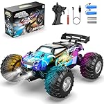 Remote Control Car, All Terrain Remote Control Truck for Boy, 2.4GHz Rc Car with Bodylight and Two Rechargeable Batteries, 20KM/H Monster Truck Toys