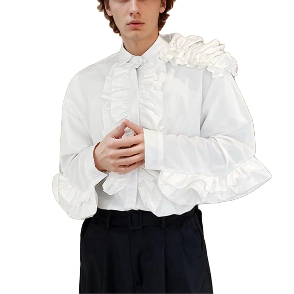 UNTAGE ■ Bow tie ruffle placket blouse (MAN) UNTAGE □ Bow tie ruffle placket blouse (MAN)