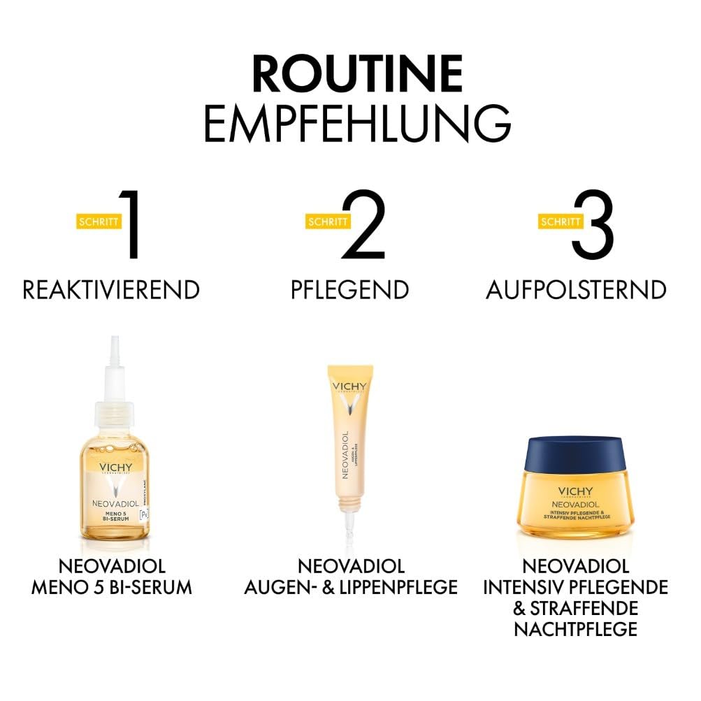 Vichy - NEOVADIOL - Crème de Nuit Relipidante Raffermissante Post-Ménopause - Enrichie en Eau Volcanique de Vichy, Proxylane et Niacinamide - Crème de Nuit Visage anti-âge - Peaux Matures
