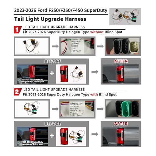 Image of Halogen Upgrade LED Tail Liaht W /BSD Pair Compatible with 2023 2024 2025 Ford F250 F350 Super Duty Rear Light Accessories Rear Brake Lamp Pair