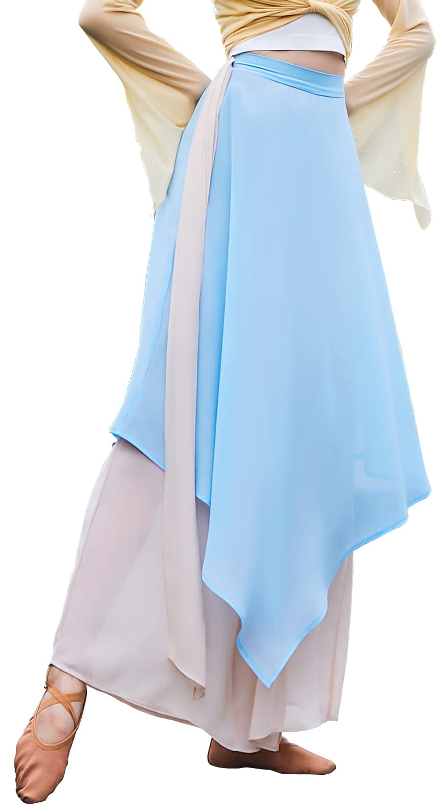 AngcocoWomen's Loose Fit Double Layered Color Clash Chiffon Pants for Dance Training