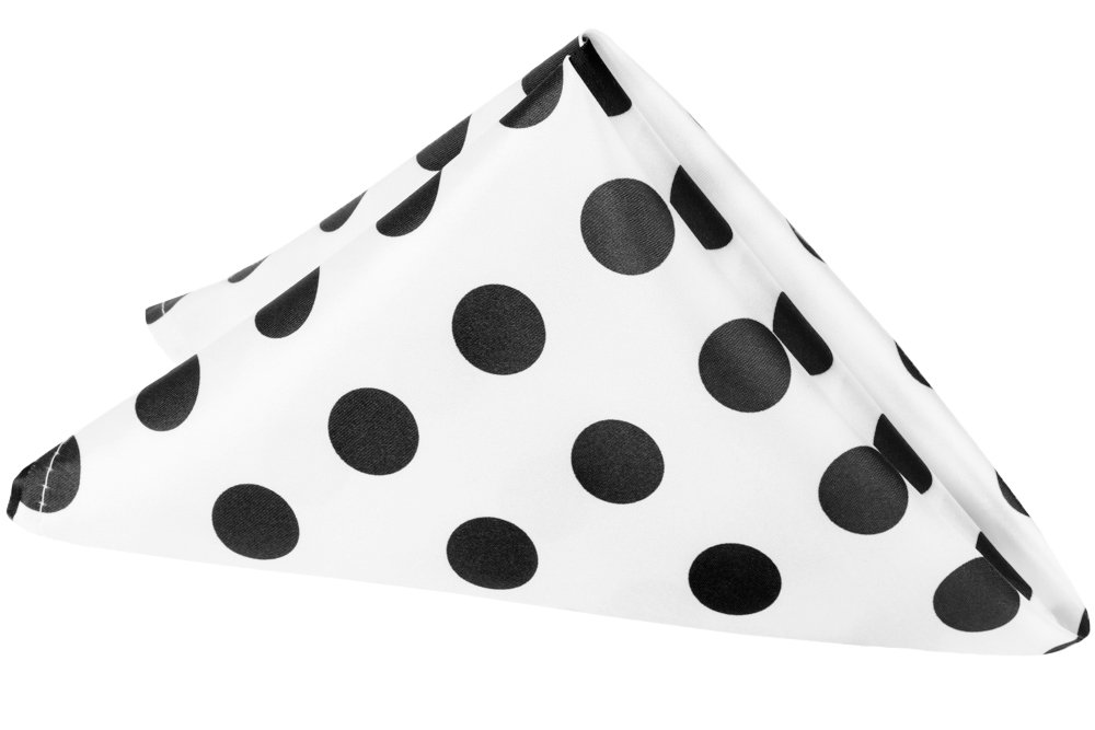 CVL10 Pk, Polka Dot 20"x20" Satin Napkin 100% Polyester - Black & White