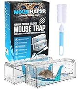 MOUSINATOR Humane Mouse Trap with Cleaning Brush, 2-Pack, Longer and Wider with More Air Holes, L...