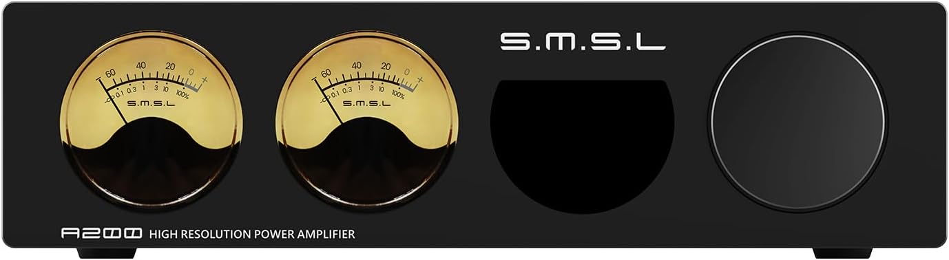 SMSL A200 HiFi Power Amplifier, 2-Channel Amplifier with Level Display, Bluetooth 5.0,RCA,USB Input,with Remote Control