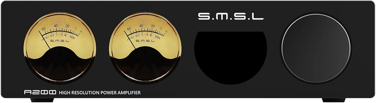 SMSL A200 HiFi Power Amplifier, 2-Channel Amplifier with Level Display, Bluetooth 5.0,RCA,USB Input,with Remote Control