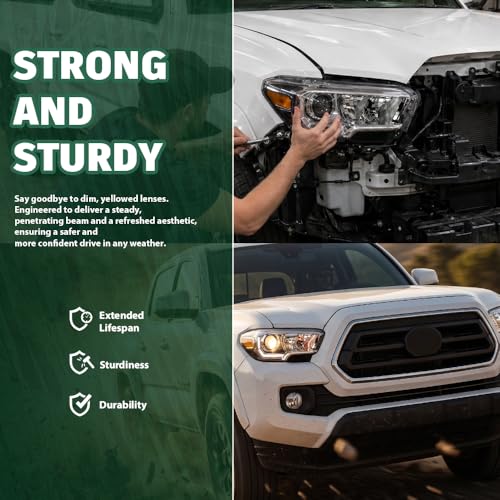 Image of GRAND ORANGE Right Side Headlight Assembly W /O LED Daytime Running Light Front Headlamp Compatible with Toyota Tacoma SR Crew Cab /Extend Cab pickup 2019-2023 White