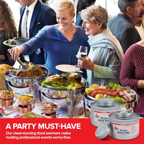 Image of 6-Hour Food Warmers for Parties (3 Pack), Chafing Fuel Cans with Wick and Safety Twist Cap, Catering Food Warmers for Buffets, Parties, Weddings, Long Lasting Burners for Food Warmer, Food Heater
