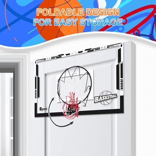 Indoor Mini Basketball Hoop Set for Kids and Adult, 24 X 16 Inch Large Basketball Hoop for Home and Office, Door & Wall with 3 Balls and Complete Accessories