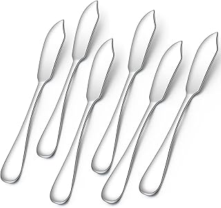 AOOSY Butter Knife, Cheese Knife, Dover Sole Breakfast Kippers, Cute Mini 5.91 inches Stainless Steel Kitchen Knives for Butter Sandwiches Cheese Breakfast,Packs Of 6