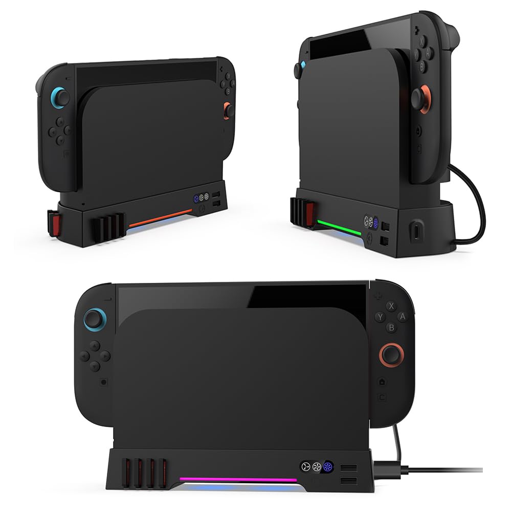 Soporte de refrigeración portátil para Switch2 con ventiladores RGB y almacenamiento para tarjetas de juego