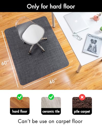Image of BARoyal Office Chair Mat for Hardwood Floor Under Desk Computer Rolling Chair Mat for Wood /Tile Floor Non-Slip Heavy Duty Desk Rug PVC Plastic Hard Floor Protector 46 inchx 60 inch (Cool Grey)