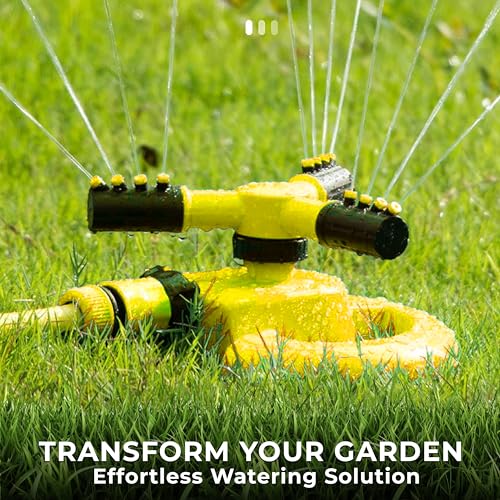 Image of Roots & Leaf 360 Automatic Rotating Garden Sprinkler with 45 Adjustable Arms | Durable ABS Material | Coverage up to 32 Feet | for Efficient Watering in Gardens and Lawns (Pack of 2)