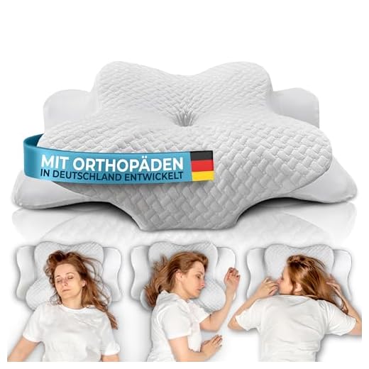 Glückstoff® Orthopädisches Kissen Kopfkissen Nackenschmerzen aus Memory Foam Nackenstützkissen Ergonomisches Kopf-Kissen gegen Schnarchen & Rückenschmerzen Weiß