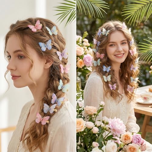 18 piezas Pinzas de Mariposa con Strass, Clips Brillantes para el Cabello, Accesorios Lindos para Mujeres y Niñas, Regalos para Fiesta Temática, Prom, Cumpleaños y Boda miniatura 7