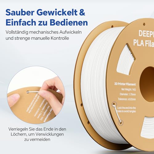 DEEPLEE PLA Filament 1.75mm, 3D Drucker Filament 1kg (2,2lbs), Maßgenauigkeit +/- 0,02 mm, Filament 3D-Druckmaterialien für FDM 3D Drucker, Grau