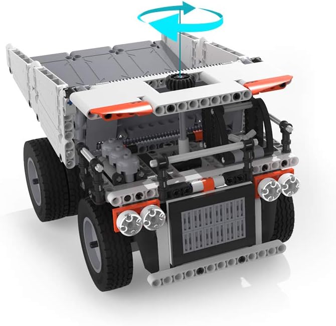 Truck model showing steering mechanism with blue arrow