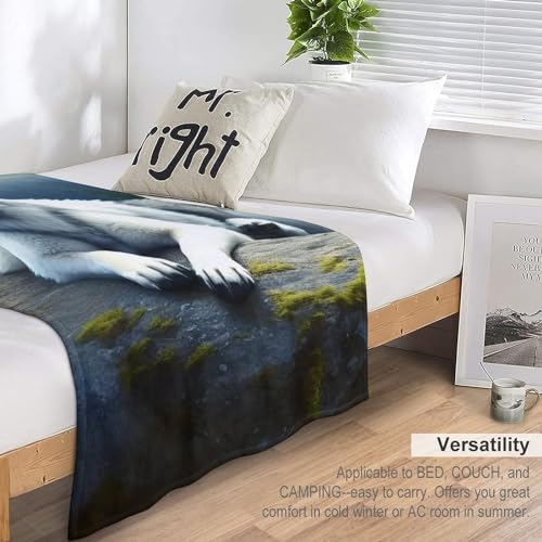 Couverture polaire loup plaid couvertures en flanelle lit douce - 7