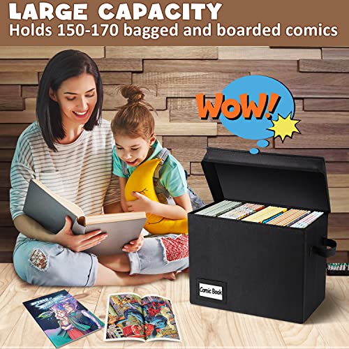 Redshell Comic Book Storage, Collapsible Comic Book Storage Boxes With Handles 15.35" X 7.8" X 12.2", Stackable Comic Book Case, Can Holds 150-180 Comics, 1 Pack #TOP1