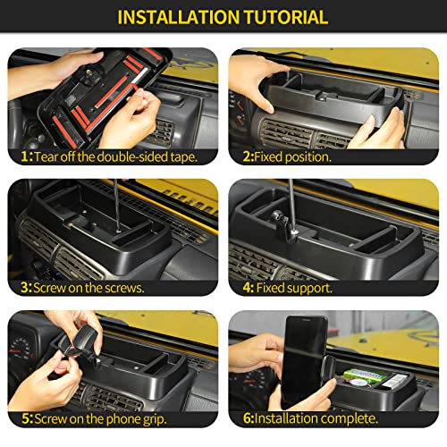 Hoolcar Dash Mount Cell Phone Holder Center Console Dash Tray Dashboard Storage Box Organizer For 1997-2006 Jeep Wrangler Tj, American Flag #TOP4