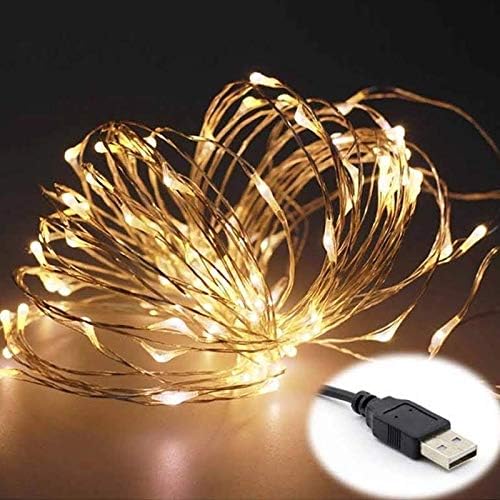 Glimmer Lightings Fairy Thin String Light for Home Decoration, Bed Room Decor, Birthday Party, Diwali, Christmas - USB Powered Warm White, 5 Meters