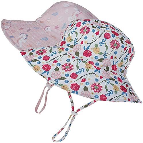 MaxNova Baby Sun Hat Toddler Summer UPF 50+ Baby Girl Bucket Hat Wide Brim Beach Hats for Baby Boys 6-12,12-24Months