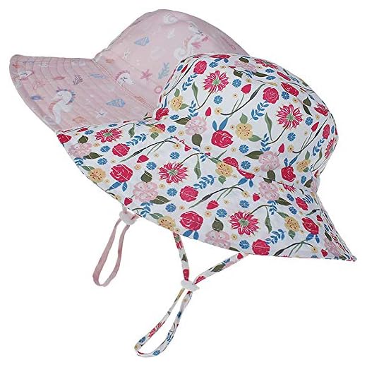 MaxNova Baby Sun Hat Toddler Summer UPF 50+ Baby Girl Bucket Hat Wide Brim Beach Hats for Baby Boys 2-7Years