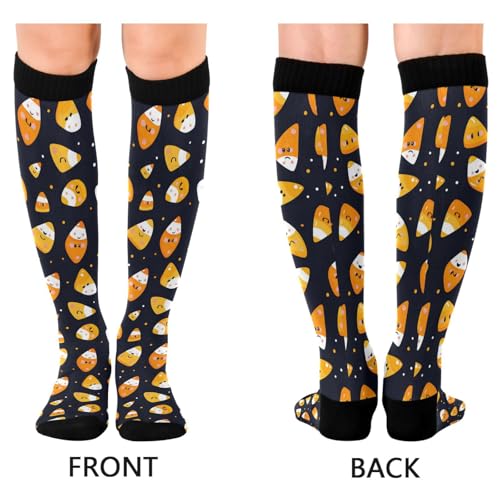 Halloween Cute Candycorns Compression Socks for Women Men, Circulation Long Knee High Socks Casual Stocking Athletic Tube Sport Sock2