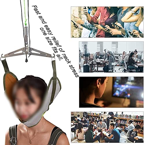CukUJH Neck Cervical Traction Device, Adjustable Home Physical Therap, Neck Traction Stretcher, for Neck Shoulder Pain Brace Relief Head Over Door Frame 22.8.10