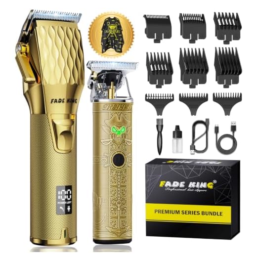 FADEKING Professional Hair Clippers and Trimmer Set - Cordless Hair Clippers for Men, LCD Display Barber Clippers for Hair Cutting, Rechargable Beard T Outliner Trimmers Haircut Grooming Kit