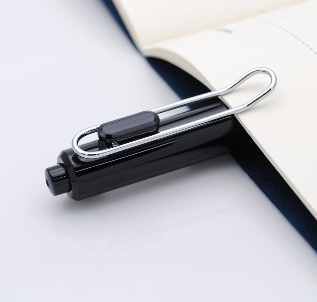 OASO K018 Sealed Retractable Fountain Pen Set 0.5mm with 2pcs Blue Ink Cartridges Smooth Writing for School Students (Black)