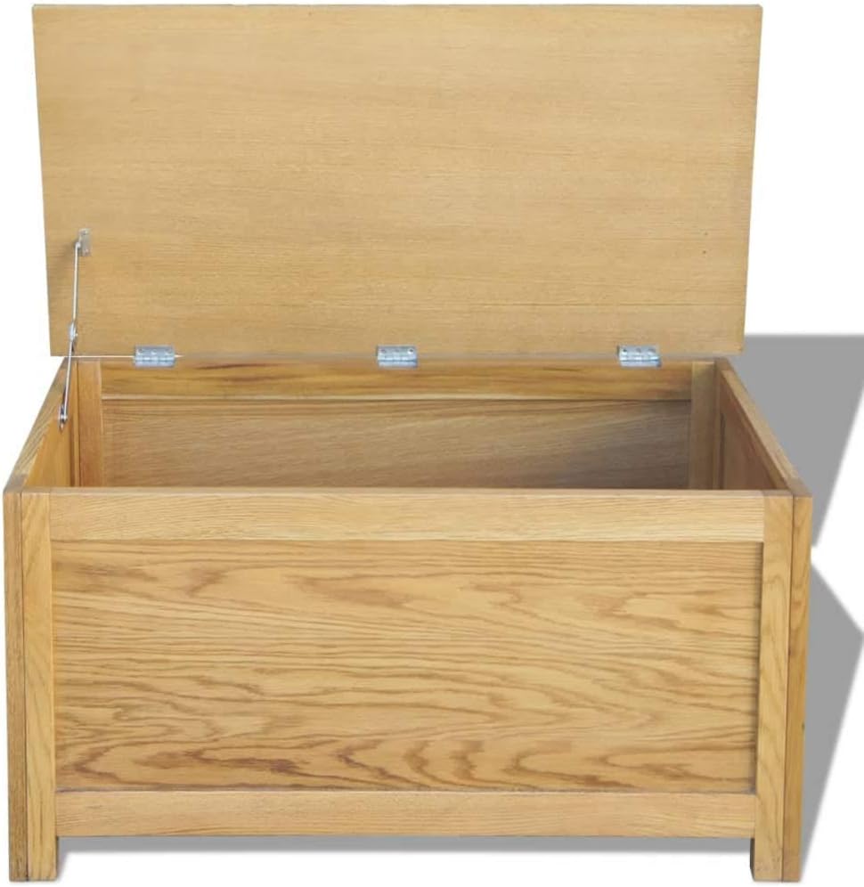 vidaXL Solid Oak Wood Storage Box Chest Rustic Wooden Blanket Pillow Trunk: Furniture & Decor