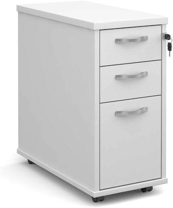 DAMS Tall Narrow Mobile Pedestal-White, Wood, 60x30x63 cm