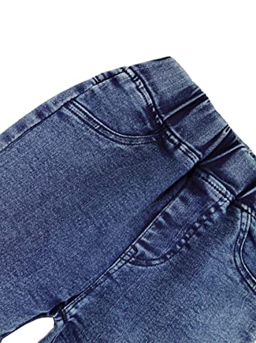 Kidscool Space Girl Jeans,Embroidered Elastic Washed Denim Pants,Blue,4-5 Years #TOP2