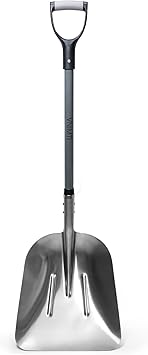 Review VNIMTI Aluminum Snow Shovel for Driveway,Snow Scoop Shovel with D Handle,45 Inches,3.2 Lbs,Metal Snow Shovels Heavy Duty